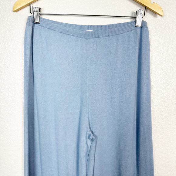 Eberjey Womens Fine Gauge Knit Sweater Loungewear Wide Leg Cozy Pants in Blue L - Picture 3 of 11
